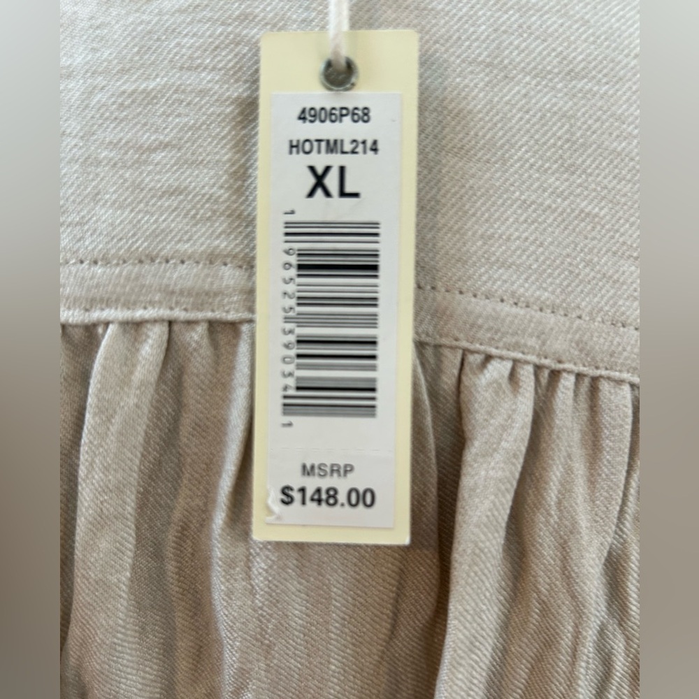 NWOT Max Studio Beige Tie-Waist Midi Shirt Dress Sz XL Women - Picture 5 of 10